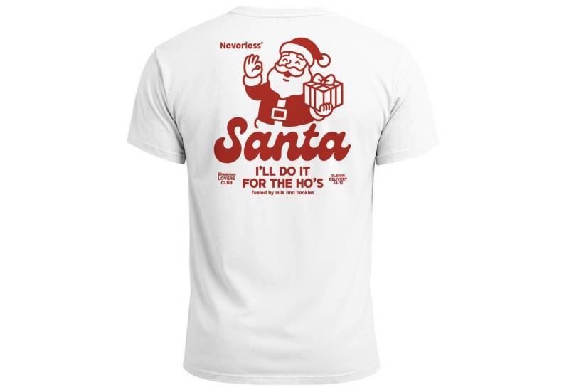 Neverless Print-Shirt Herren T-Shirt Backprint Weihnachten Retro Santa Claus Fashion mit Print von Neverless