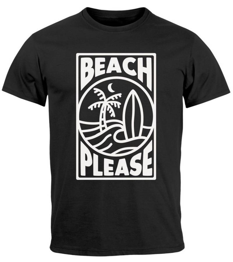 Neverless Print-Shirt Herren T-Shirt Beach Please Surfing Surfboard Wave Welle Sommer Print mit Print von Neverless