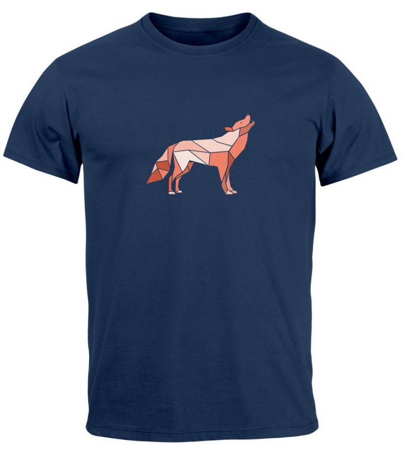 Neverless Print-Shirt Herren T-Shirt Bedruckt Polygon Grafik Wolf Outdoor Fashion Tiermotiv mit Print von Neverless