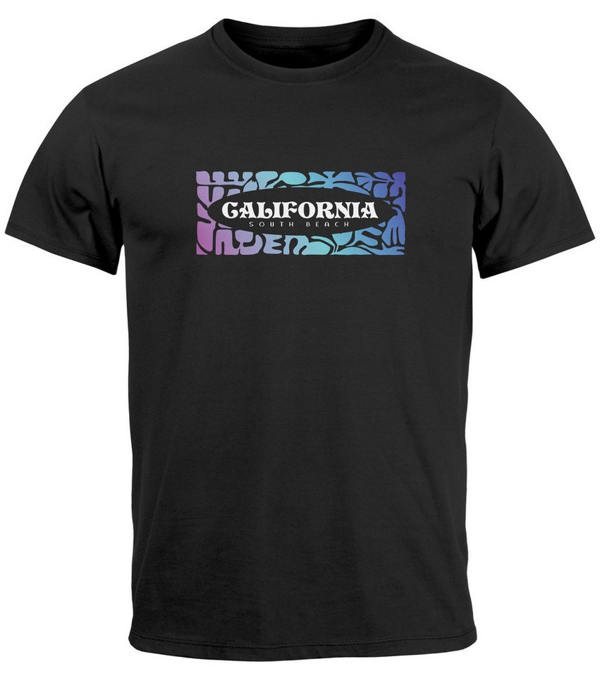 Neverless Print-Shirt Herren T-Shirt California Brustprint Schrift Aufdruck Sommer mit Print von Neverless