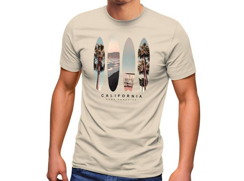 Neverless Print-Shirt Herren T-Shirt California Surf Paradise Surfboards Grafik Foto Print mit Print von Neverless