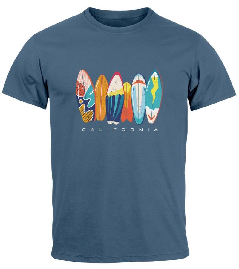 Neverless Print-Shirt Herren T-Shirt California Surfboards Surfing Motiv Printshirt mit Print von Neverless