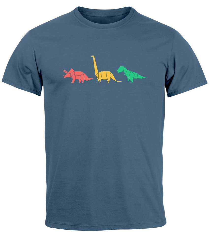 Neverless Print-Shirt Herren T-Shirt Dinosaurier Aufdruck Polygon Tiere Geometric Print mit Print von Neverless
