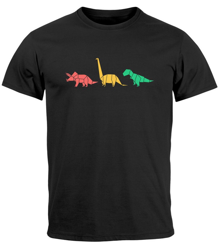Neverless Print-Shirt Herren T-Shirt Dinosaurier Aufdruck Polygon Tiere Geometric Print mit Print von Neverless