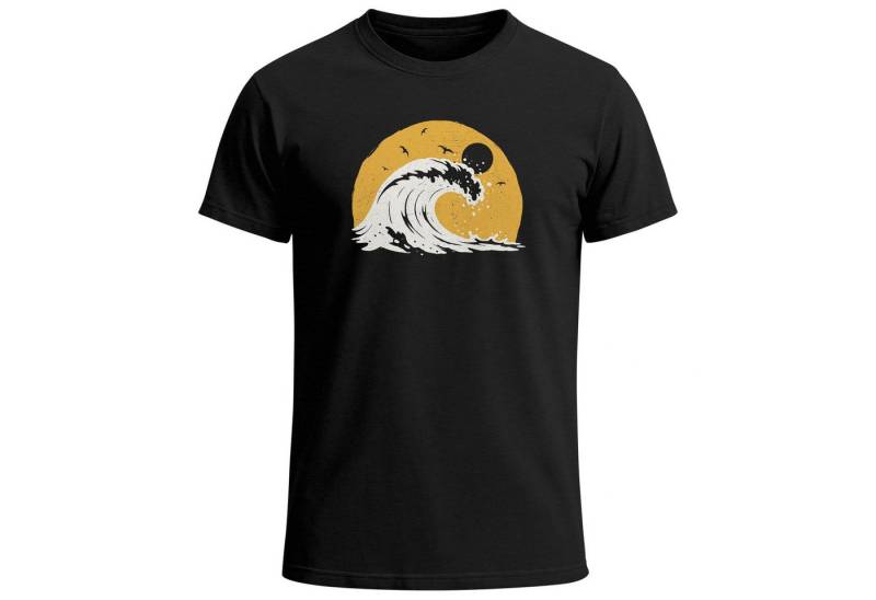 Neverless Print-Shirt Herren T-Shirt Frontprint Welle Printshirt Maritim Meer Surfing mit Print von Neverless