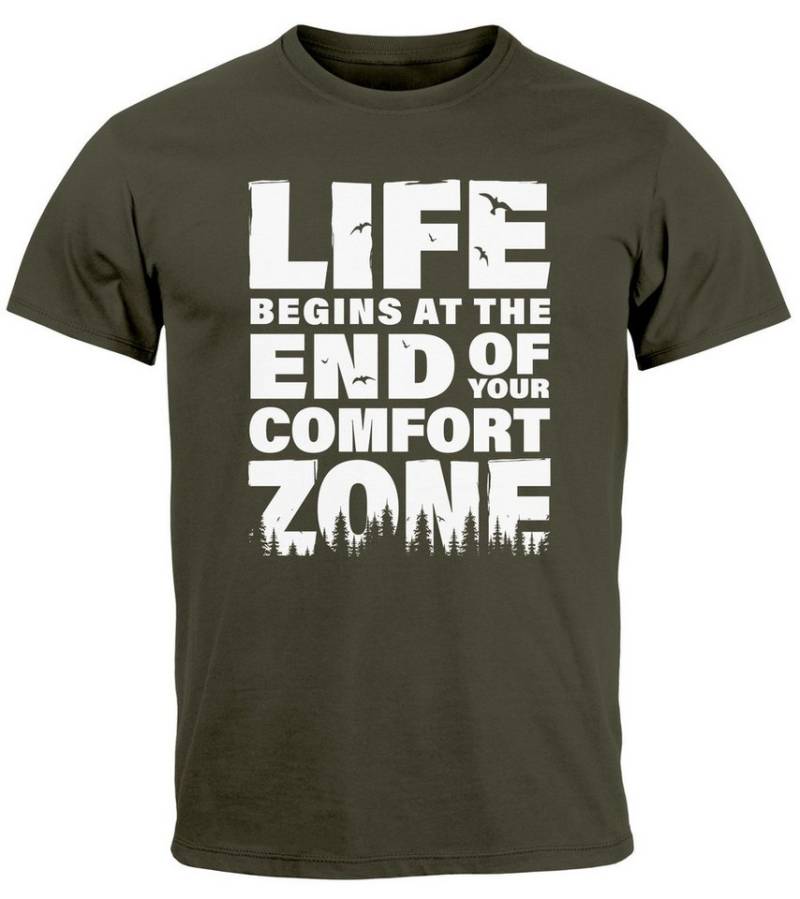Neverless Print-Shirt Herren T-Shirt Life begins at the end of your Comfort Zone Zitat mit Print von Neverless