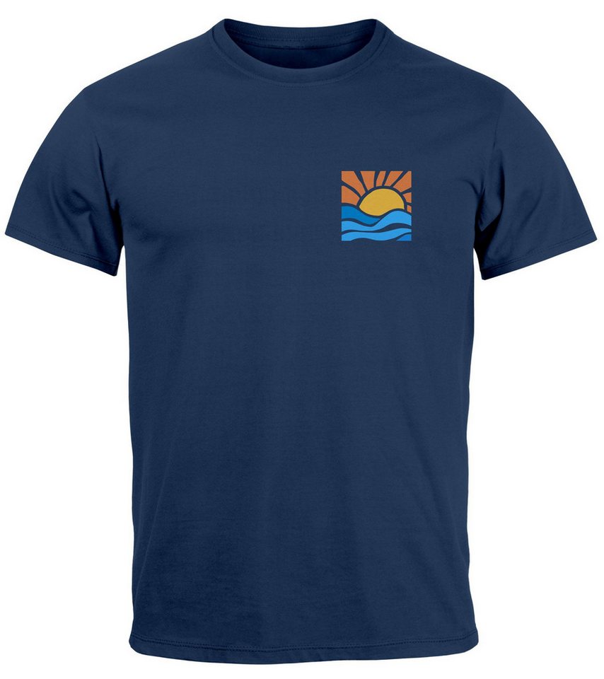 Neverless Print-Shirt Herren T-Shirt Logo Print Sommer Sonne Welle Strand Beach Style mit Print von Neverless