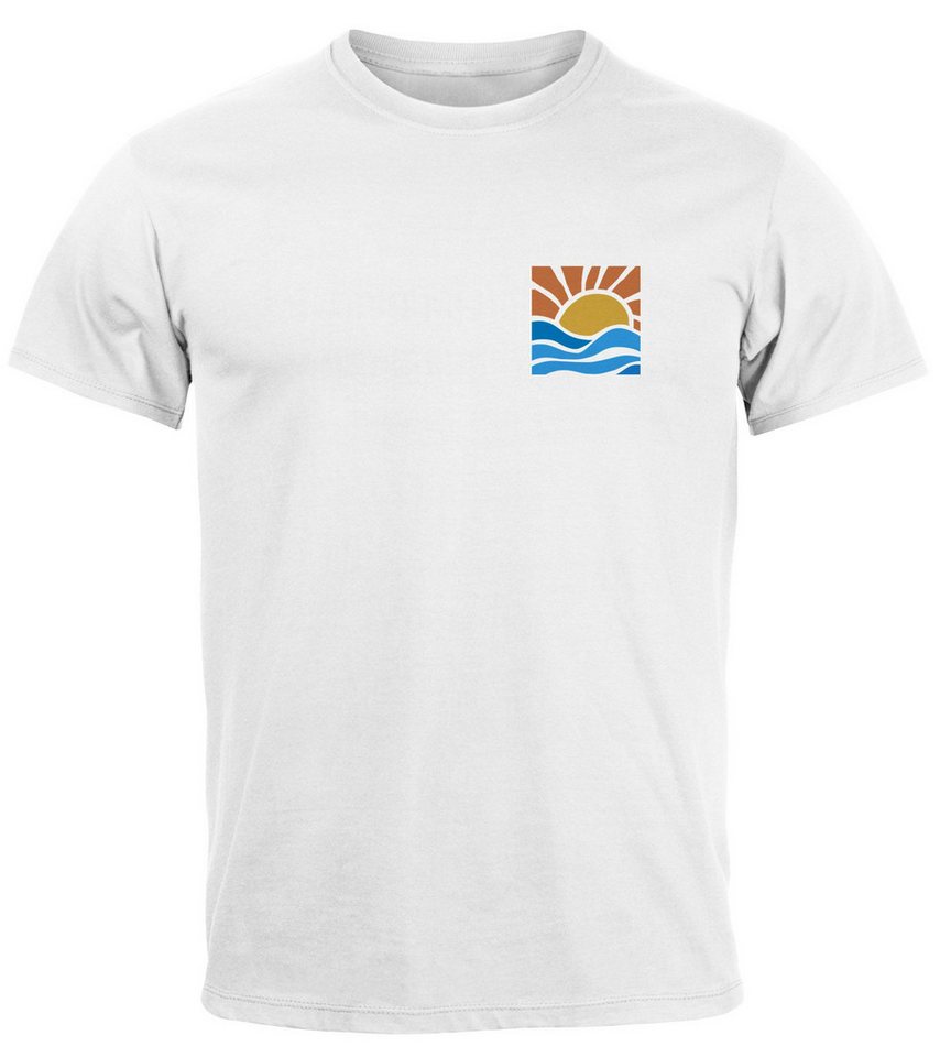 Neverless Print-Shirt Herren T-Shirt Logo Print Sommer Sonne Welle Strand Beach Style mit Print von Neverless