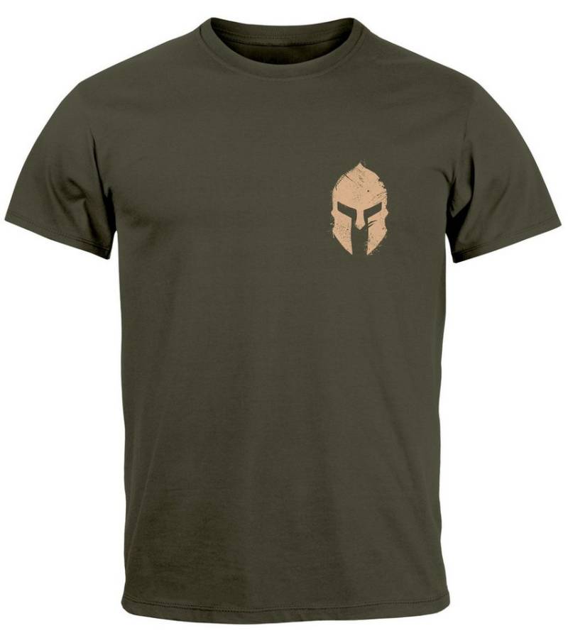 Neverless Print-Shirt Herren T-Shirt Logo Print Sparta-Helm Spartaner Gladiator Krieger mit Print von Neverless
