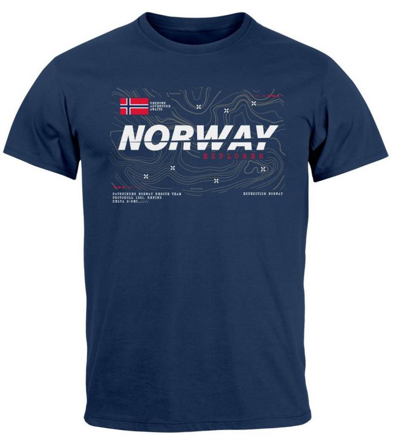 Neverless Print-Shirt Herren T-Shirt Norwegen Printshirt Flagge Schriftzug Norway Explorer mit Print von Neverless