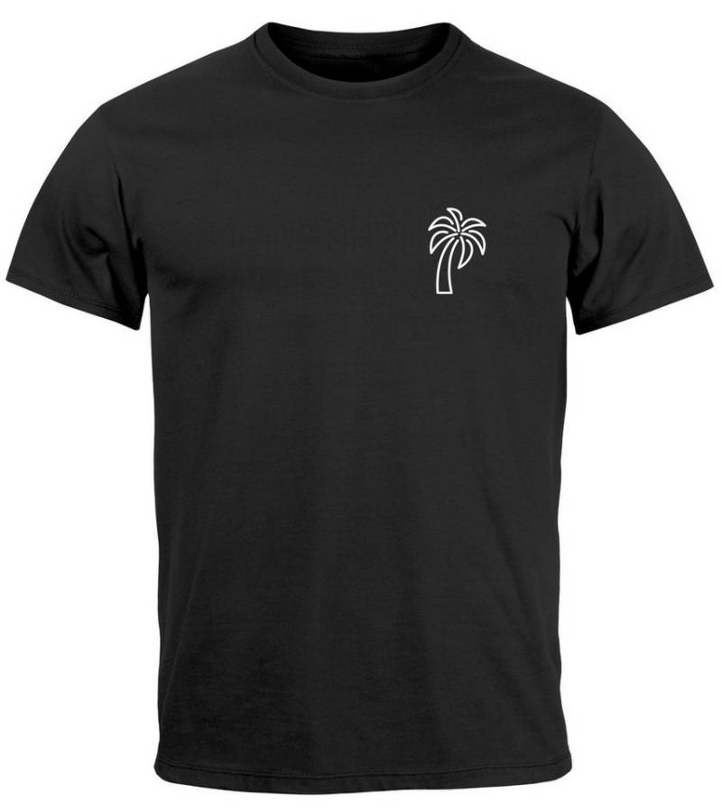 Neverless Print-Shirt Herren T-Shirt Palme Logo Print Sommer Badge Emblem Minimal Line Art mit Print von Neverless