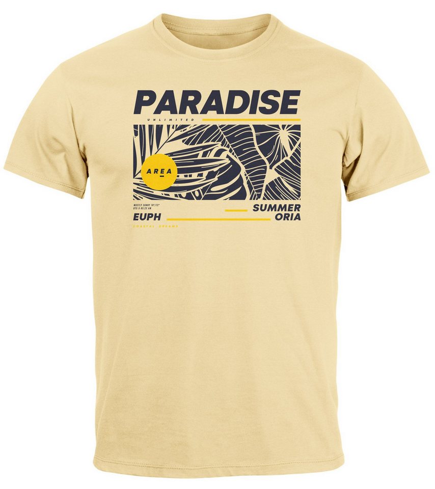 Neverless Print-Shirt Herren T-Shirt Paradise Unlimited Sommer Motiv Aufdruck Techwear mit Print von Neverless