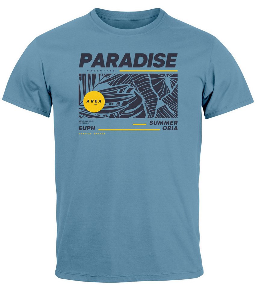 Neverless Print-Shirt Herren T-Shirt Paradise Unlimited Sommer Motiv Aufdruck Techwear mit Print von Neverless