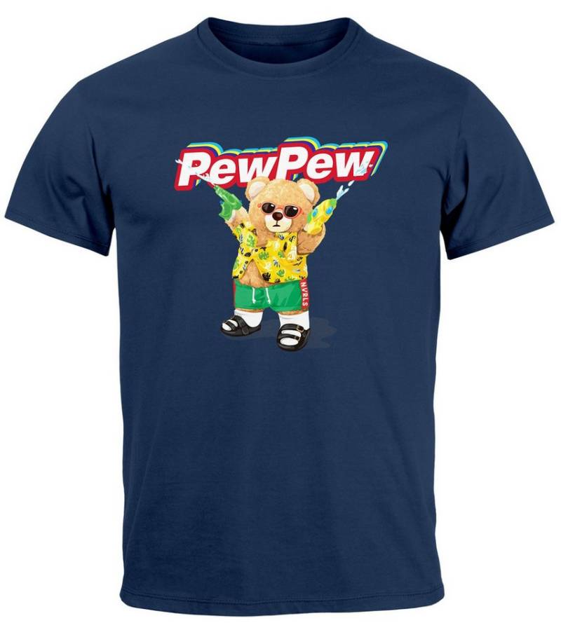 Neverless Print-Shirt Herren T-Shirt Pew Pew Bär Sommer Printshirt Aufdruck Motiv lustig mit Print von Neverless