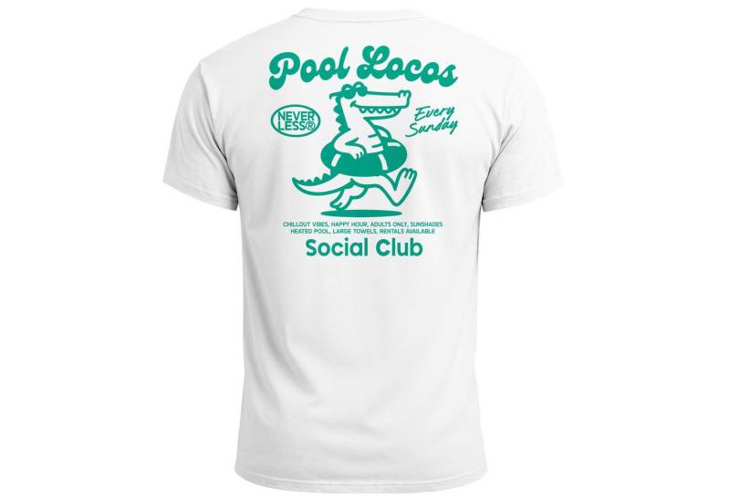 Neverless Print-Shirt Herren T-Shirt Pool Locos Social Club – Sommer Funshirt mit Alligator mit Print von Neverless