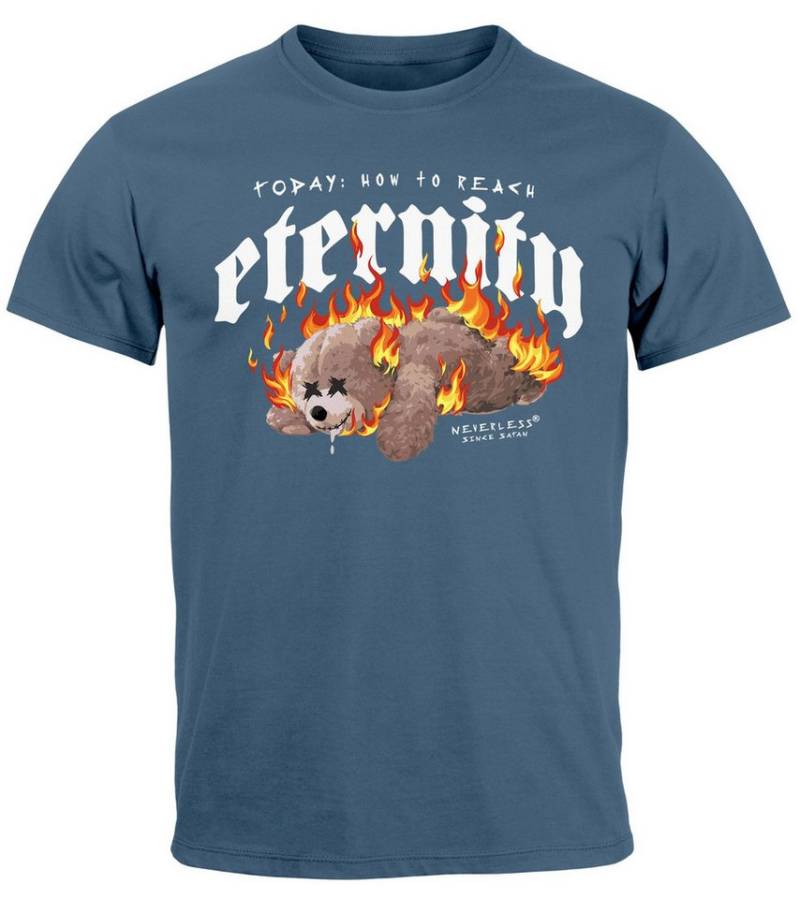 Neverless Print-Shirt Herren T-Shirt Print Aufdruck Eternity Bär Teddy Sarkasmus Ironie mit Print von Neverless