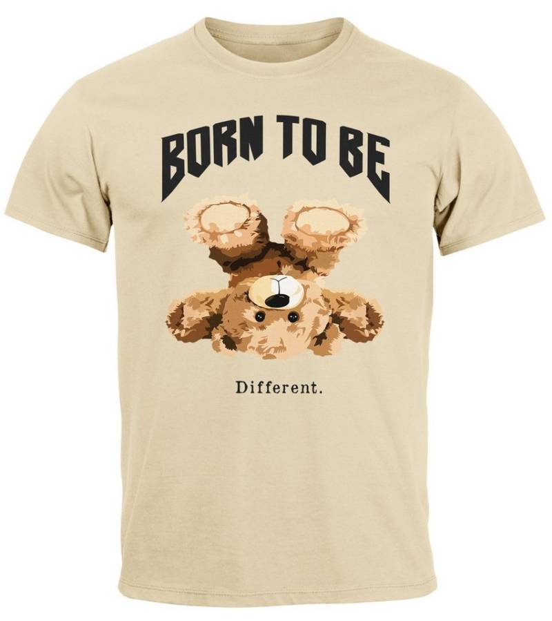 Neverless Print-Shirt Herren T-Shirt Printshirt Born to be different Schriftzug Bear Bär mit Print von Neverless
