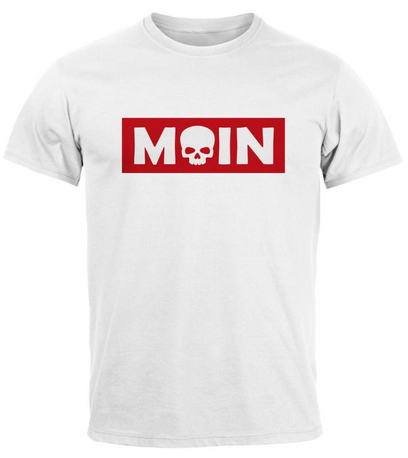 Neverless Print-Shirt Herren T-Shirt Schriftzug Moin Skull Totenkopf Aufdruck Print Parodie mit Print von Neverless