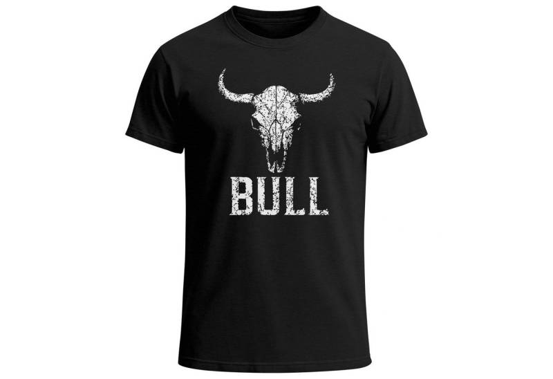 Neverless Print-Shirt Herren T-Shirt Shirt mit Vintage Stierschädel Frontprint Schriftzug – mit Print von Neverless