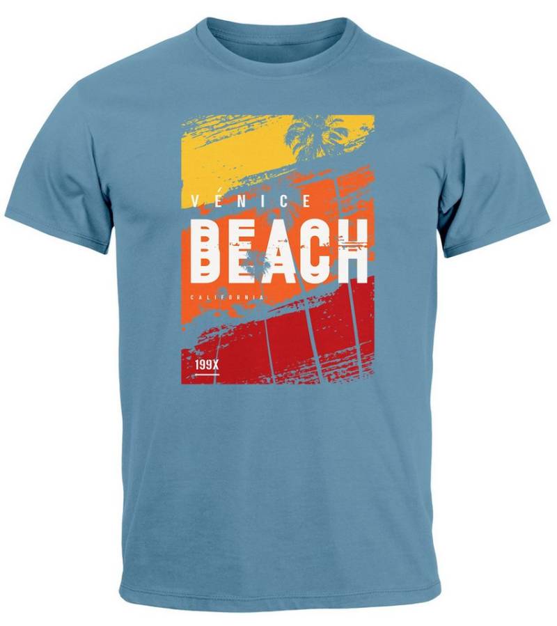 Neverless Print-Shirt Herren T-Shirt Sommer Venice Beach Surfing Motiv Aufdruck Strand mit Print von Neverless