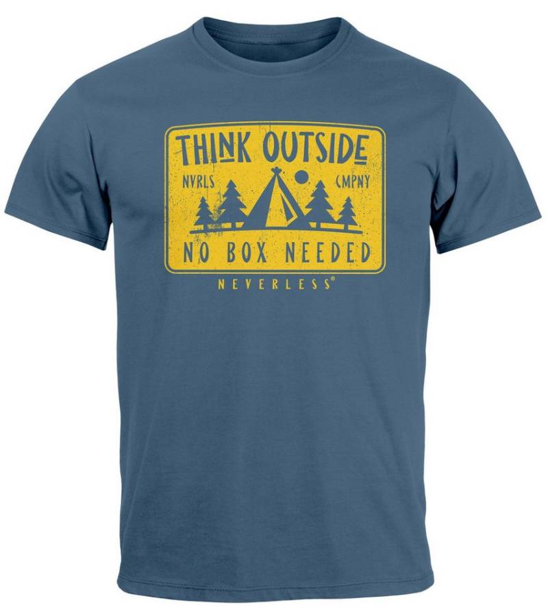 Neverless Print-Shirt Herren T-Shirt SpuchThink Outside Rückenaufdruck Wald Outdoor Camping mit Print von Neverless