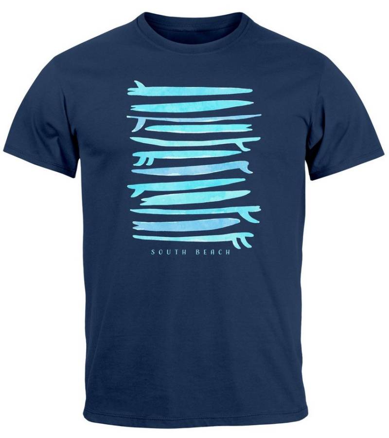 Neverless Print-Shirt Herren T-Shirt Surfboards South Beach California USA Sommer Surfing mit Print von Neverless
