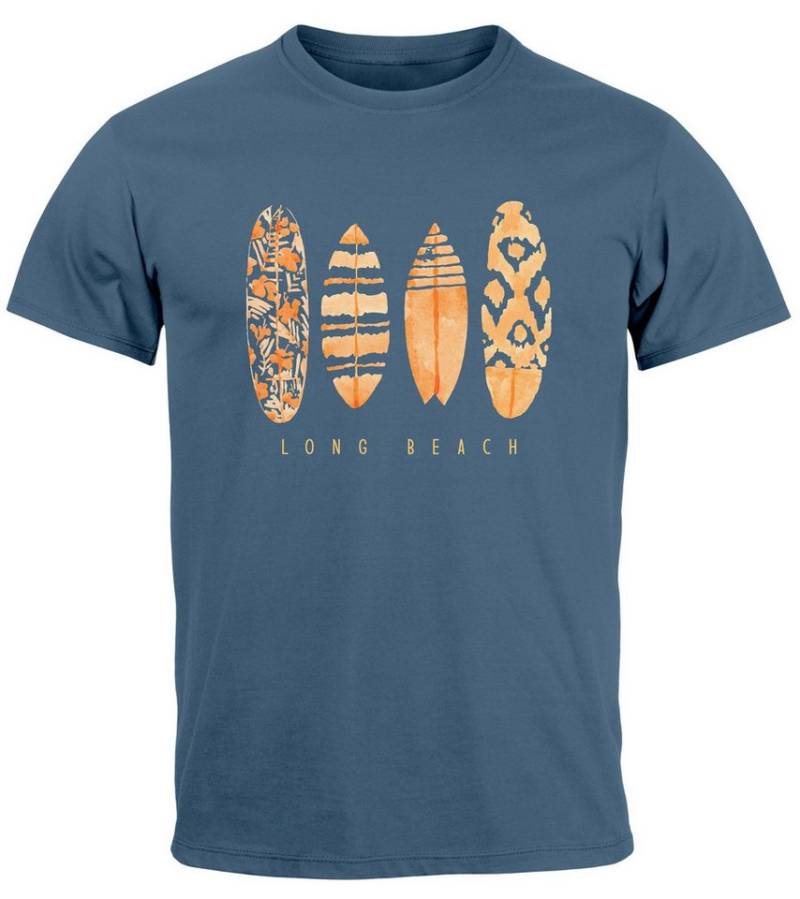 Neverless Print-Shirt Herren T-Shirt Surfing Fashion Aufdruck Long Beach Surfboard Sommer mit Print von Neverless