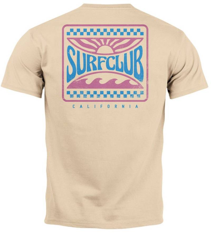Neverless Print-Shirt Herren T-Shirt Surfing Surfclub California Retro Motiv Backprint mit Print von Neverless
