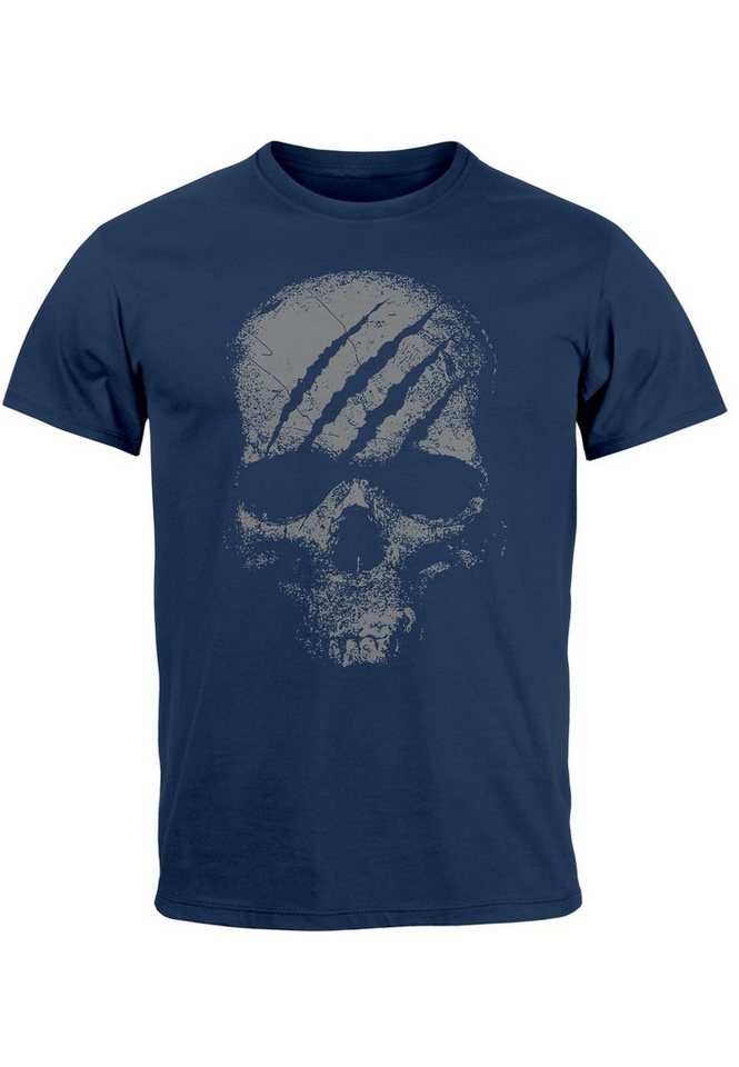 Neverless Print-Shirt Herren T-Shirt Totenkopf Skull Totenschädel Skelett Print Aufdruck Fas mit Print von Neverless