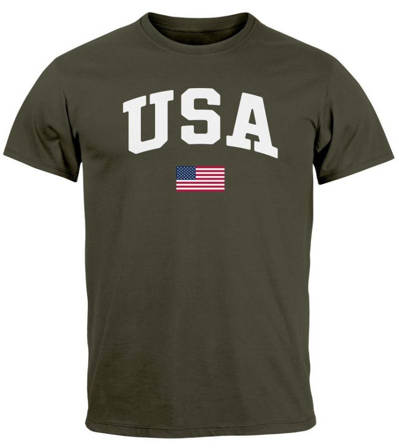 Neverless Print-Shirt Herren T-Shirt USA Schriftzug College Retro US Flagge Amerika Fashion mit Print von Neverless
