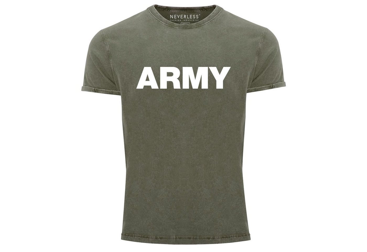 Neverless Print-Shirt Herren Vintage Shirt Army Printshirt T-Shirt Used Look Slim Fit Neverless® mit Print von Neverless