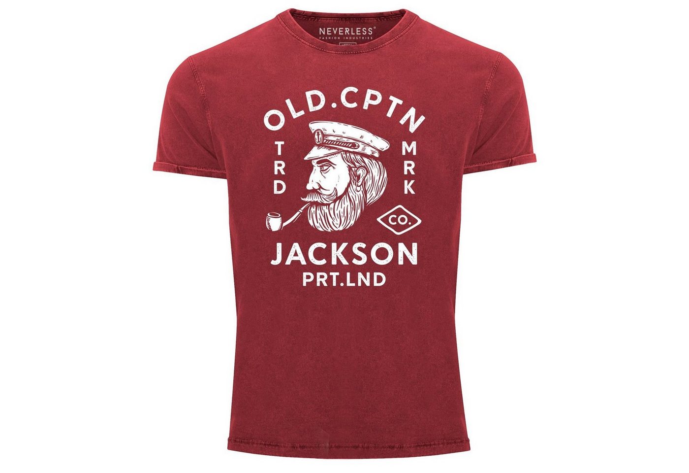 Neverless Print-Shirt Herren Vintage Shirt Kapitän Motiv Aufdruck Old Cptn Jackson Retro mit Print von Neverless