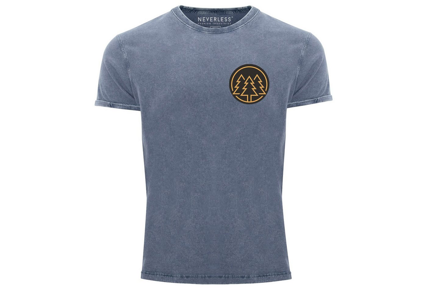 Neverless Print-Shirt Herren Vintage Shirt Logo Print Wald Bäume Outdoor Motiv Printshirt mit Print von Neverless