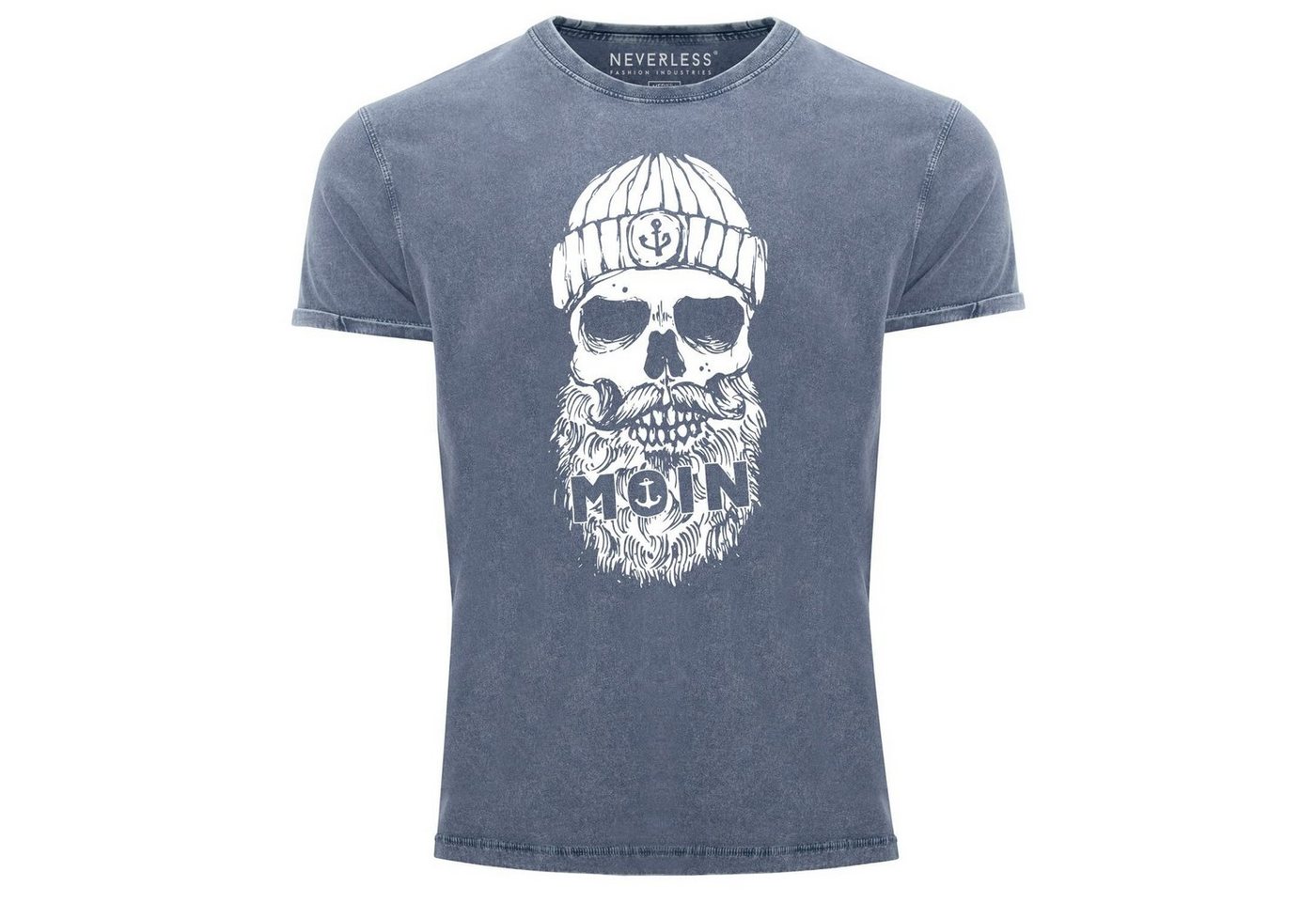Neverless Print-Shirt Herren Vintage Shirt Moin Totenkopf Anker Skull Printshirt T-Shirt mit Print von Neverless