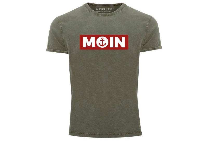 Neverless Print-Shirt Herren Vintage Shirt Moin norddeutsch Morgen Anker Printshirt T-Shirt mit Print von Neverless