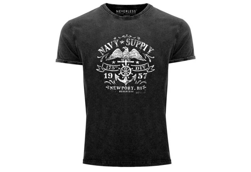 Neverless Print-Shirt Neverless® Herren Anker Adler Motiv Maritimer Vintage Print Used Look mit Print von Neverless