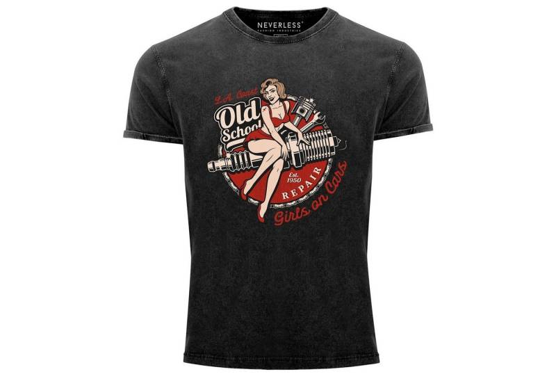 Neverless Print-Shirt Neverless® Herren T-Shirt Vintage Shirt Printshirt Girls on Cars mit Print von Neverless