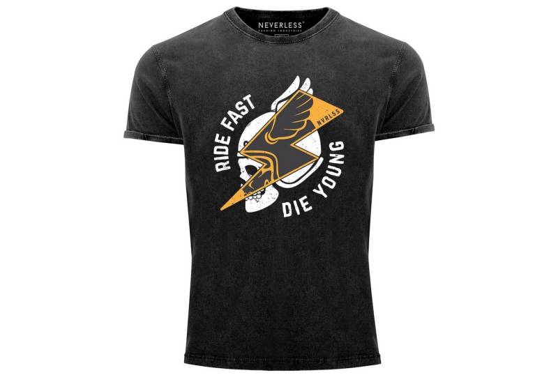 Neverless Print-Shirt Neverless® Herren T-Shirt Vintage Shirt Printshirt Rocker Biker mit Print von Neverless