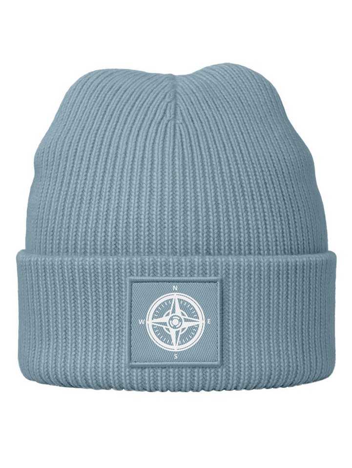 Neverless Strickmütze Damen Beanie Patch Kompass-Logo Aufdruck Outdoor Print Wintermütze von Neverless