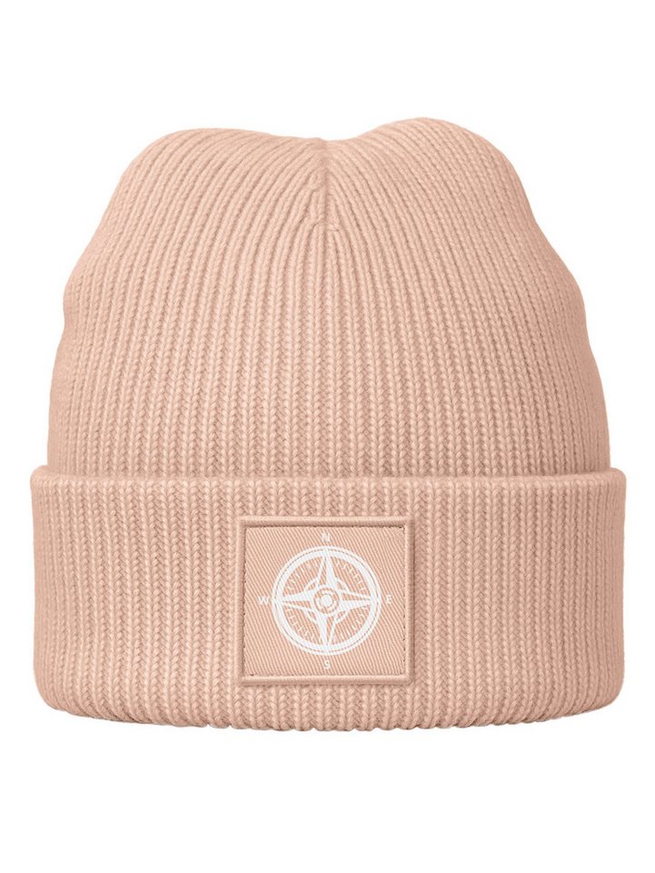 Neverless Strickmütze Damen Beanie Patch Kompass-Logo Aufdruck Outdoor Print Wintermütze von Neverless