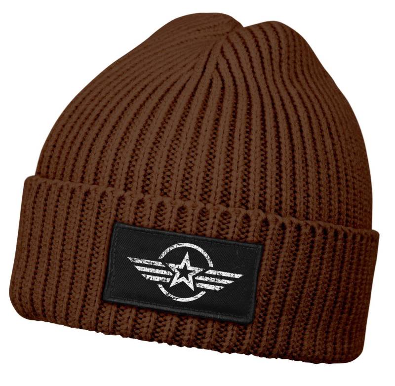 Neverless Strickmütze Damen Beanie Wintermütze mit Patch Airforce Army Military Vintage von Neverless