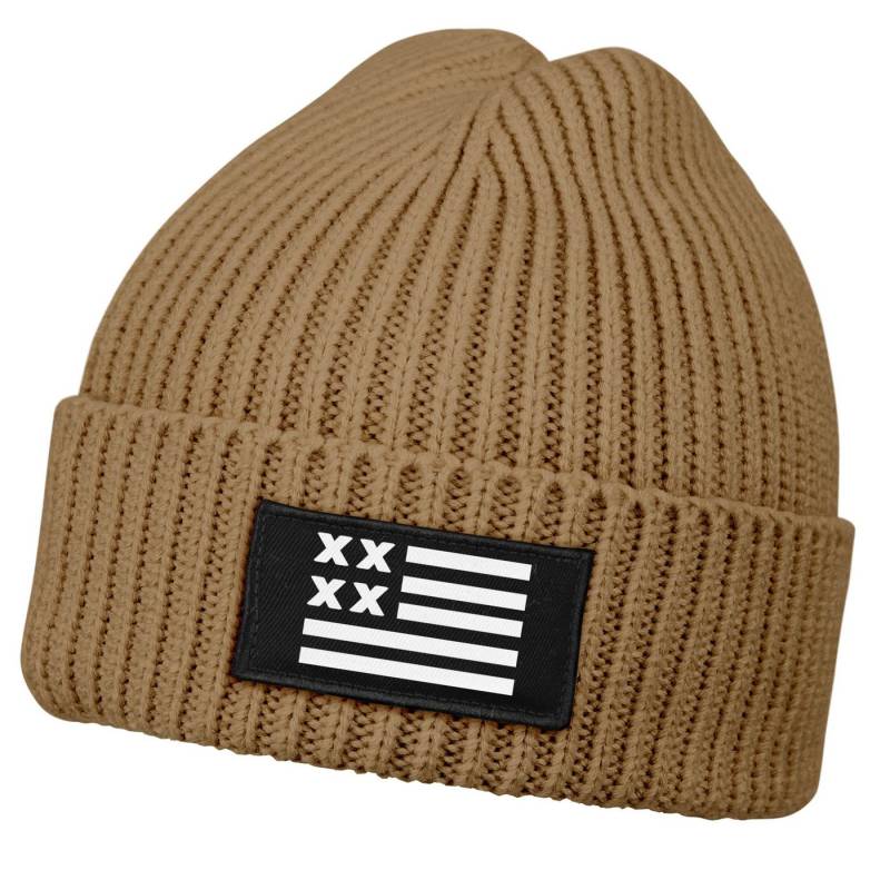 Neverless Strickmütze Damen Beanie Wintermütze mit Patch Amerika USA Flagge Aufdruck Print von Neverless