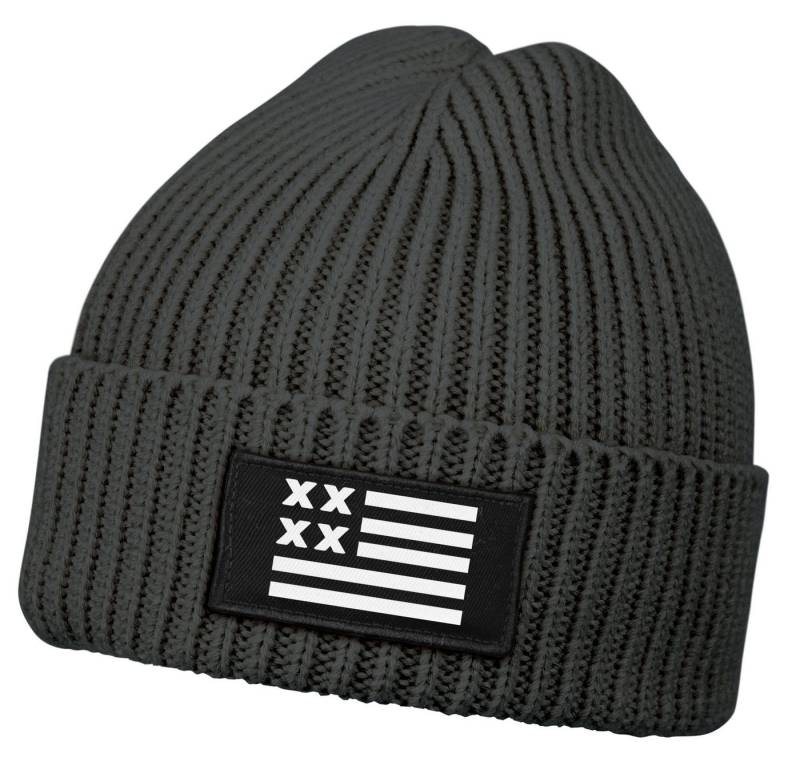 Neverless Strickmütze Damen Beanie Wintermütze mit Patch Amerika USA Flagge Aufdruck Print von Neverless