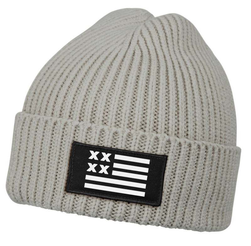 Neverless Strickmütze Damen Beanie Wintermütze mit Patch Amerika USA Flagge Aufdruck Print von Neverless