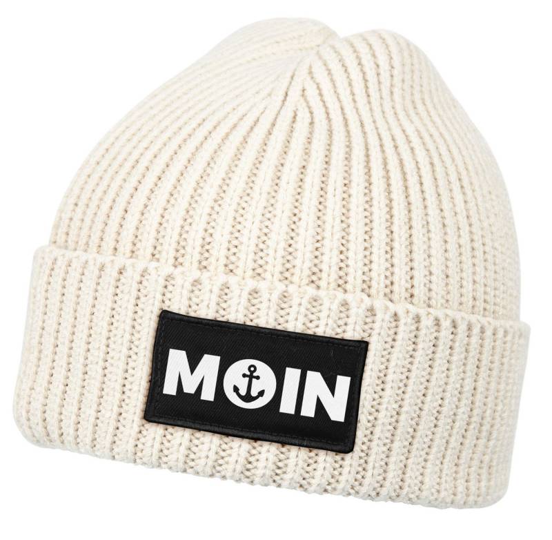 Neverless Strickmütze Damen Beanie mit Patch Aufdruck Print Moin Nordisch Wintermütze von Neverless