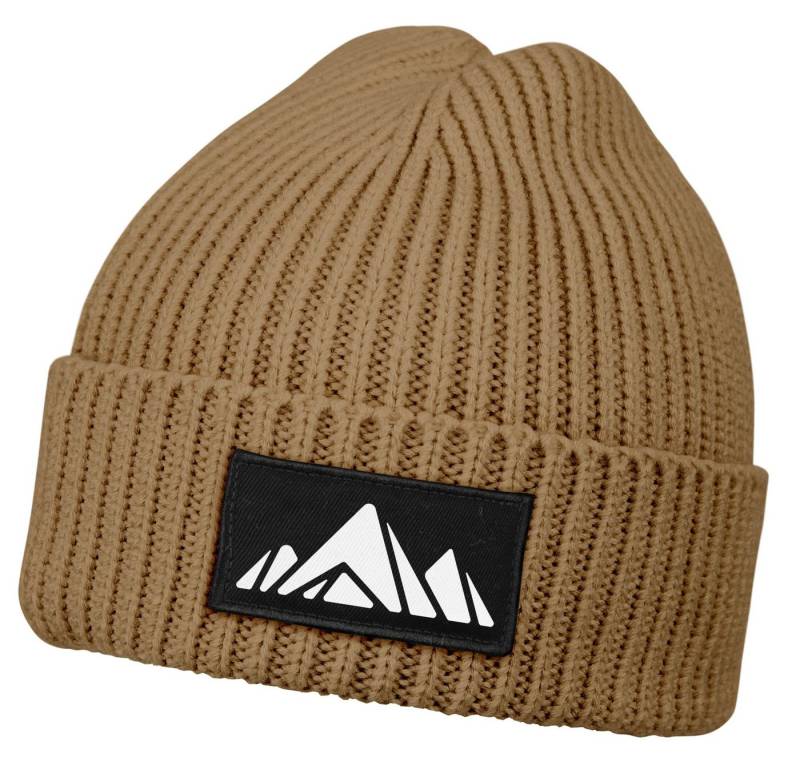 Neverless Strickmütze Damen Beanie mit Patch Berge Gebirge Outrdoor Aufdruck Print von Neverless