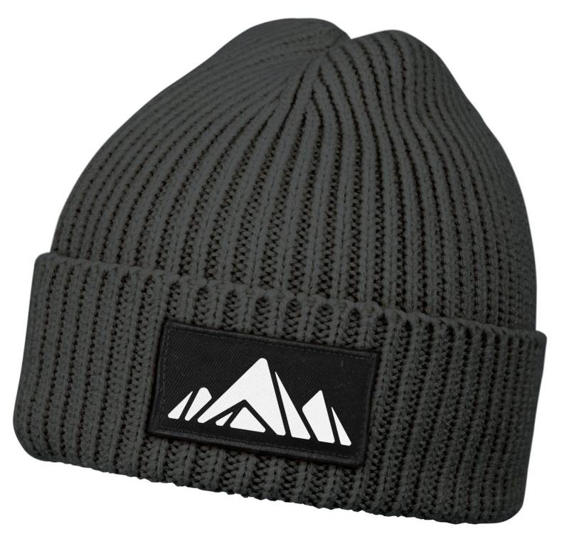 Neverless Strickmütze Damen Beanie mit Patch Berge Gebirge Outrdoor Aufdruck Print von Neverless