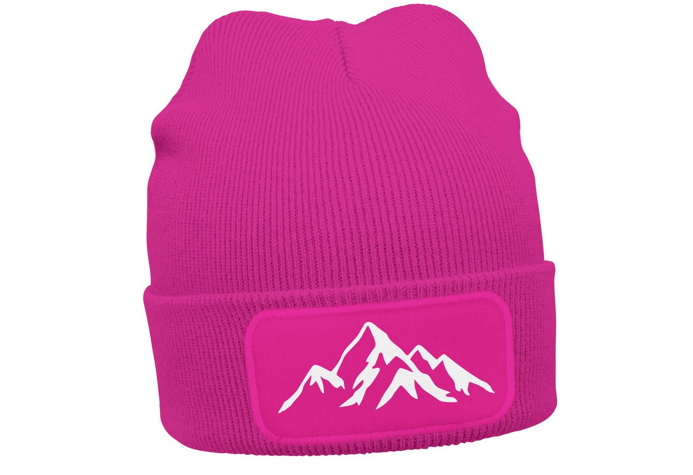 Neverless Strickmütze Damen Beanie mit Patch Berge Natur Outdoor Aufdruck Print Wintermütze von Neverless