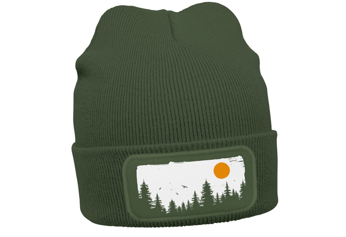 Neverless Strickmütze Damen Beanie mit Patch Wald Natur Outdoor Aufdruck Print Wintermütze von Neverless