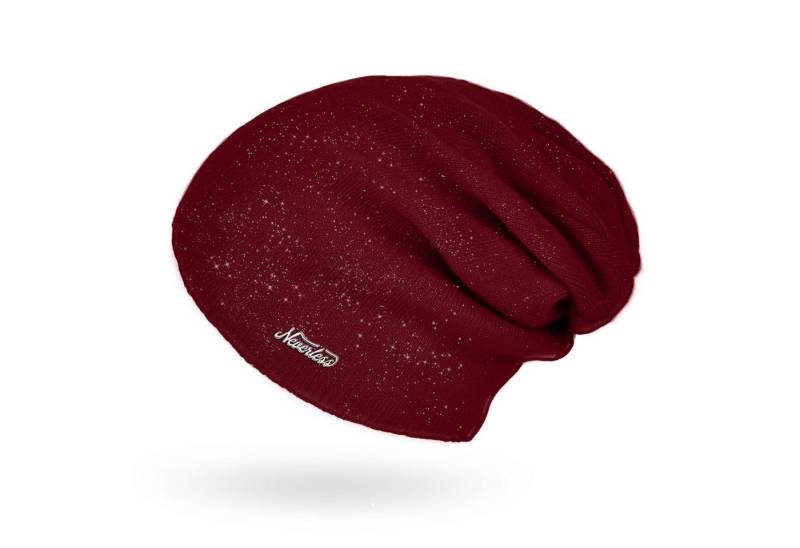 Neverless Strickmütze Damen Mütze Herbst Strick-Beanie ungefüttert Feinstrick Glitzer von Neverless